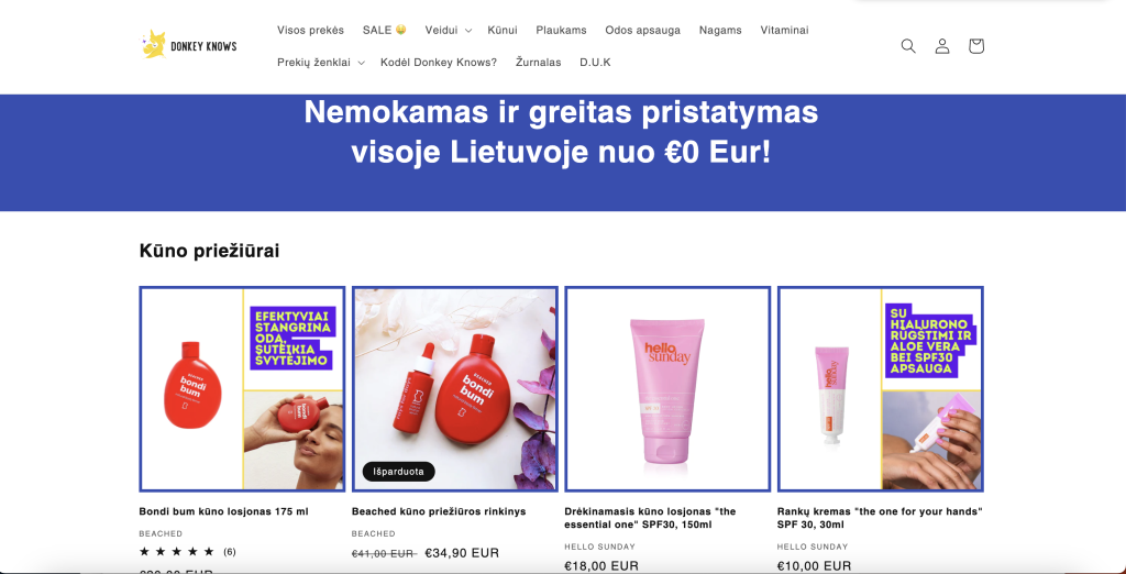 Parduodame saugios kosmetikos el. parduotuvę DonkeyKnows.lt