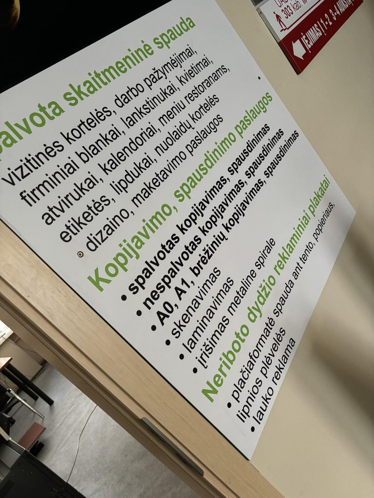 Veikiantis reklamos – kopijavimo paslaugų verslas