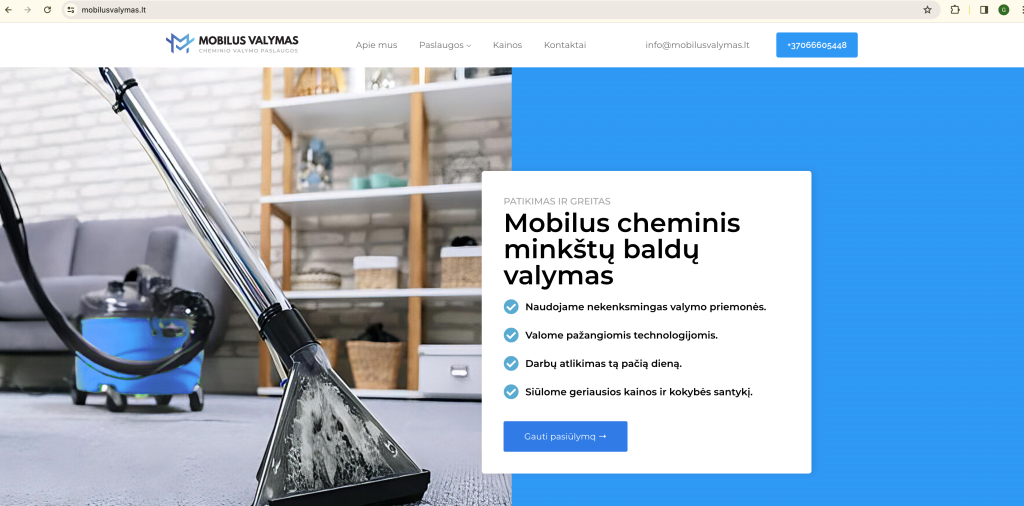Mobilus Baldų valymas Pelningas verslas nuo 1500 men