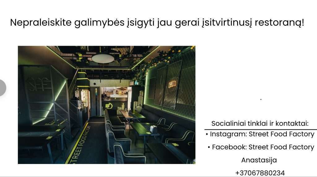 Parduodamas greito maisto restoranas Vilniuje
