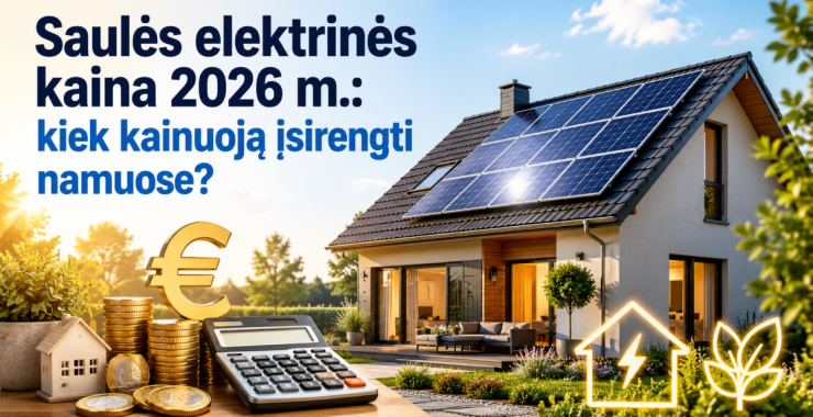Saulės elektrinės kaina 2026 m.: kiek kainuoja įsirengti namuose?